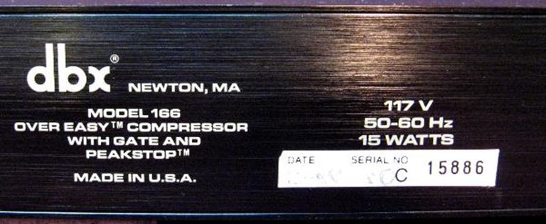Picture of DBX 166 Compressor/Limiter