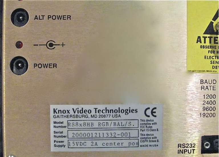 Picture of Knox Video Model RS8x8 HB Router