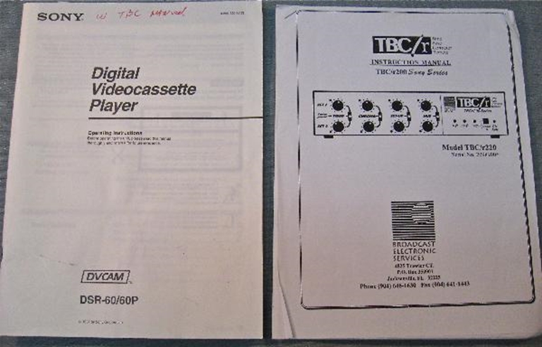 Picture of Sony DSR-60/60P Operation Instructions Manual with TBC/r220 Instruction Manual