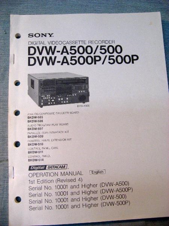 Picture of Sony DVW-A500/500/A500P/500P Operation Manual 1st Edition (Revised 4)