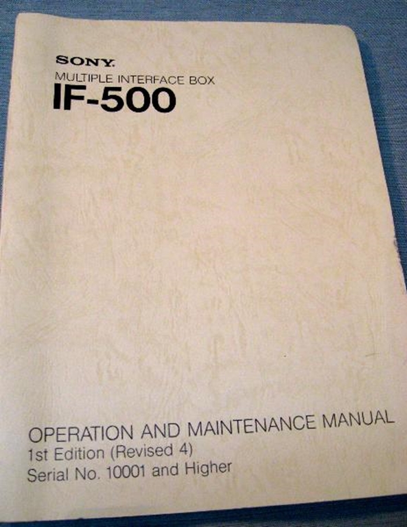Picture of Sony IF-500 Operation and Maintenance Manual 1st Edition (Revised 4)
