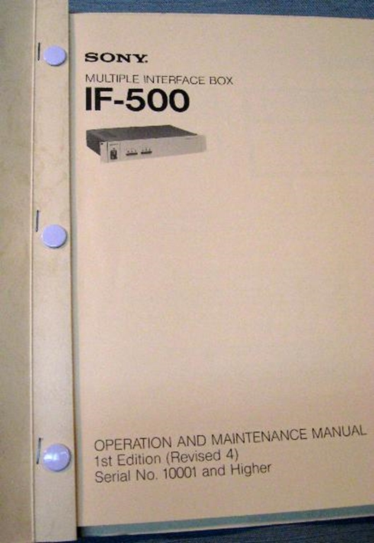 Picture of Sony IF-500 Operation and Maintenance Manual 1st Edition (Revised 4)