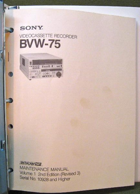 Picture of Sony BVW-75 Volume 1 2nd Edition (Revised 3)