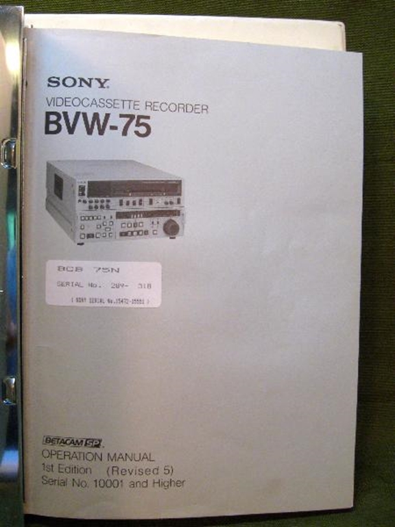 Picture of Sony BVW-75 Volume 1 3rd Edition (Revised 1)