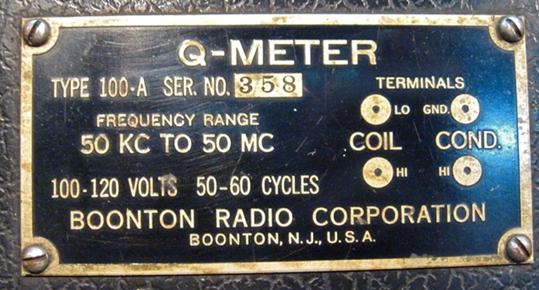 Picture of Boonton Radio Corporation 100-A Q-Meter sn358.
