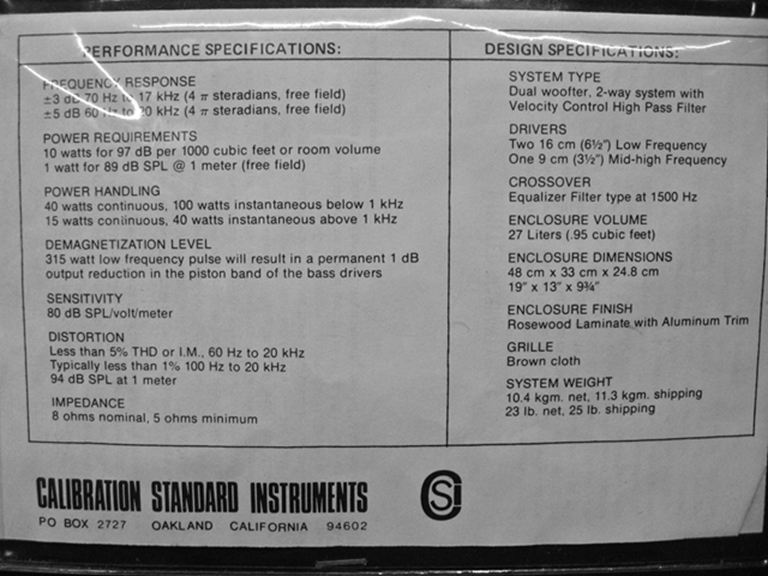 Picture of Calibration Standard Instruments MDM-4 Mix Down Monitors by E.M. Long