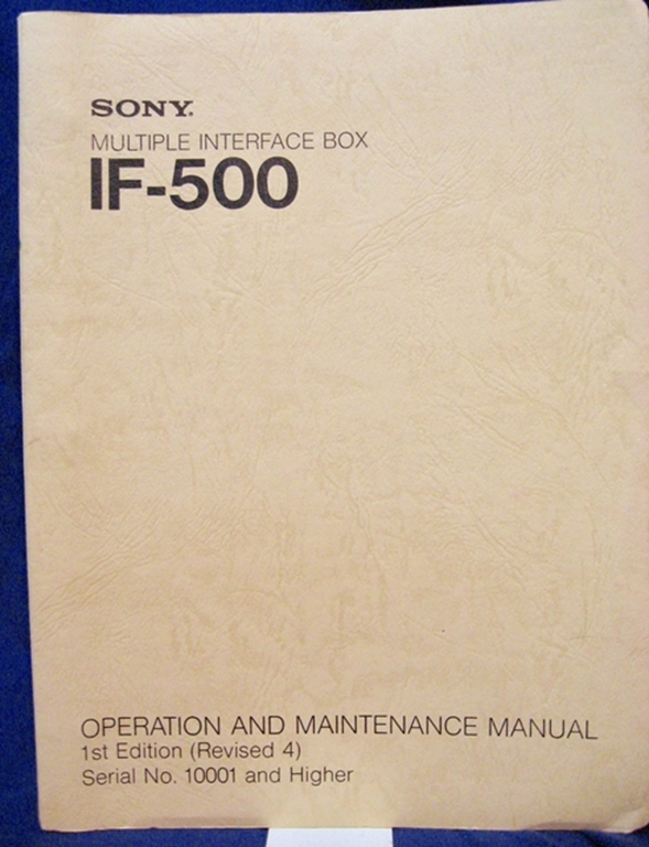 Picture of Sony IF-500 Operation and Maintenance Manual 1st Edition (Revised 4)