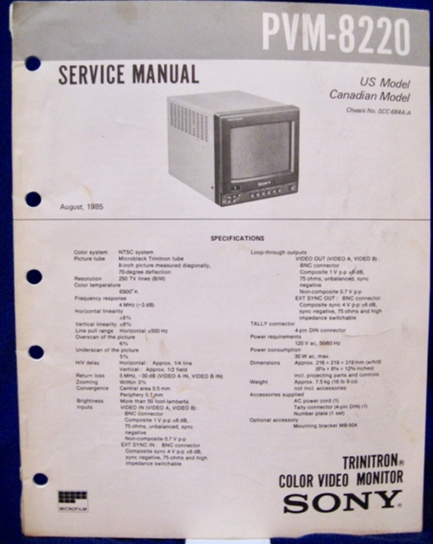 Picture of Sony PVM-8220 Service Manual 