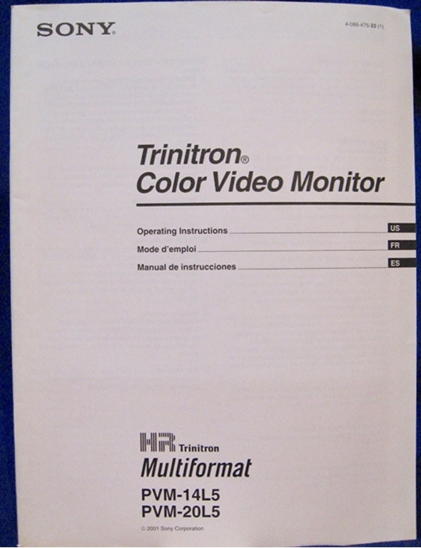 Picture of Sony PVM 20L5 Operating Manual 