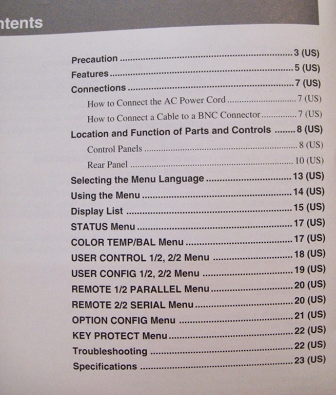 Picture of Sony PVM 20L5 Operating Manual 