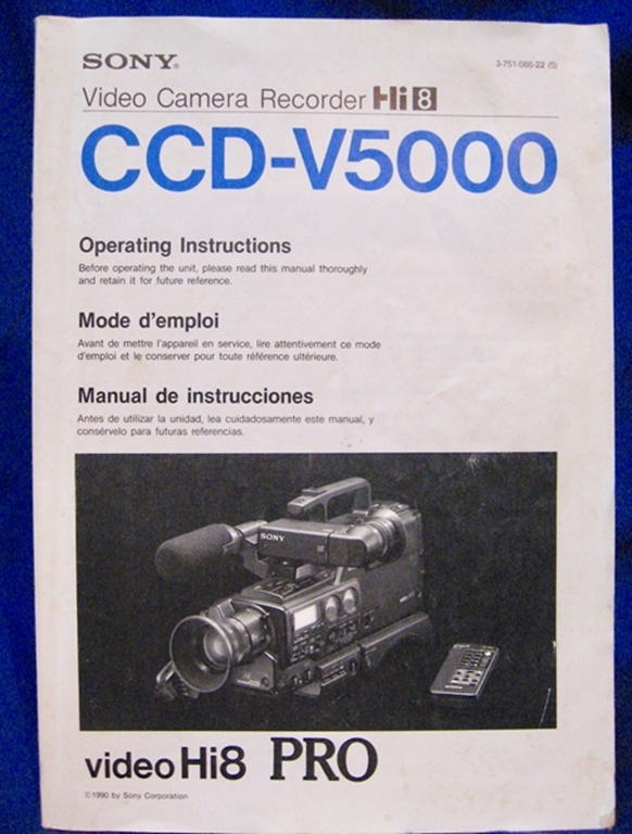 Picture of Sony CCD-V5000 (Hi8) Operation Manual