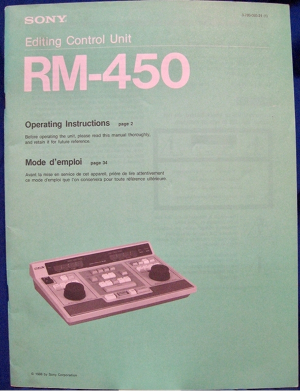 Picture of Sony RM-450 Operation Manual pn3-786-085-21(1)
