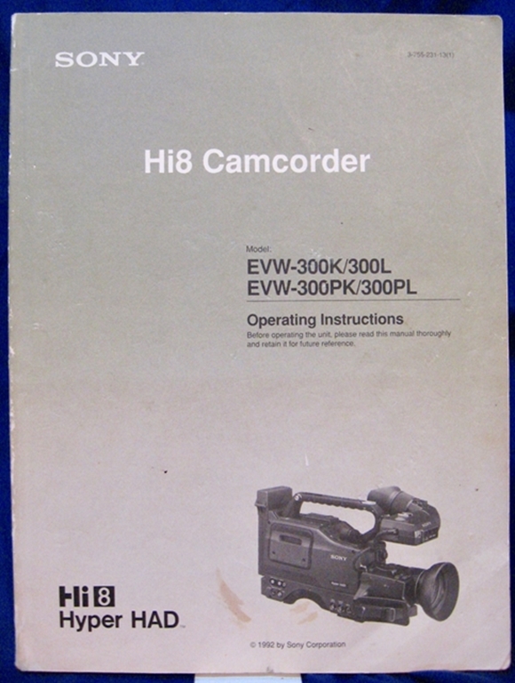 Picture of Sony EVW-300K/300L (Hi8) Operating Instructions