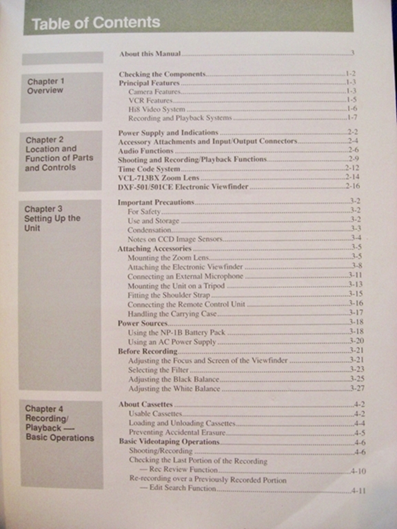 Picture of Sony EVW-300K/300L (Hi8) Operating Instructions