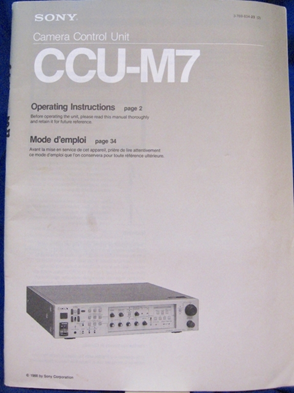 Picture of Sony CCU-M7 Operating Instructions