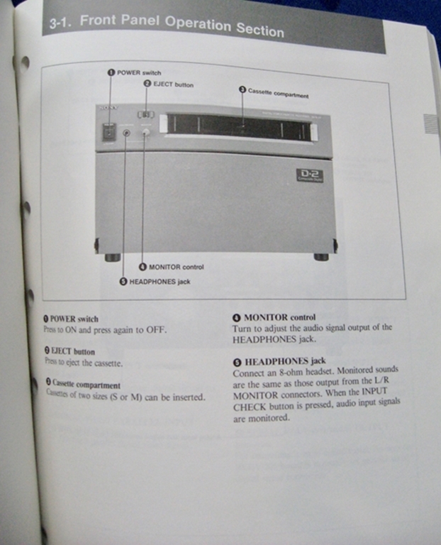 Picture of Sony DVR-20 Operation Manual 1st Edition