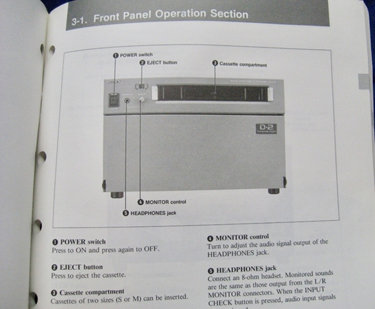 Picture of Sony DVR-20 Operation Manual 1st Edition