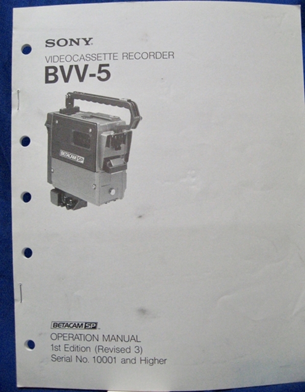 Picture of Sony BVV-5 Operation Manual, 1st Ed, (Revised 3) 
