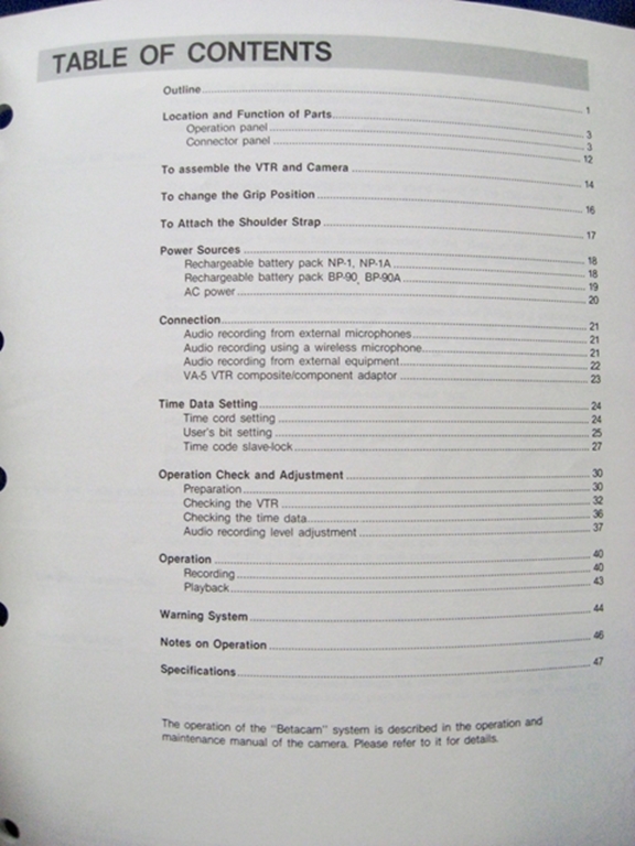 Picture of Sony BVV-5 Operation Manual, 1st Ed, (Revised 3) 