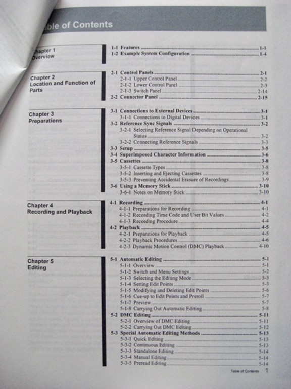 Picture of Sony HDW-2000/M2000/M2000P Operation Manual 1st Edition (Revised 4)