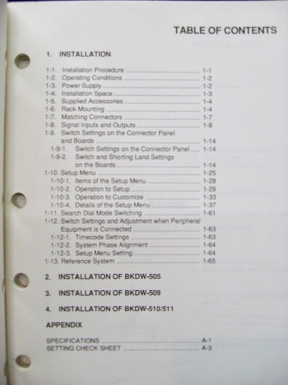Picture of Sony DVW-A500/500 DVW-A510/510 Installation Manual 1st Edition