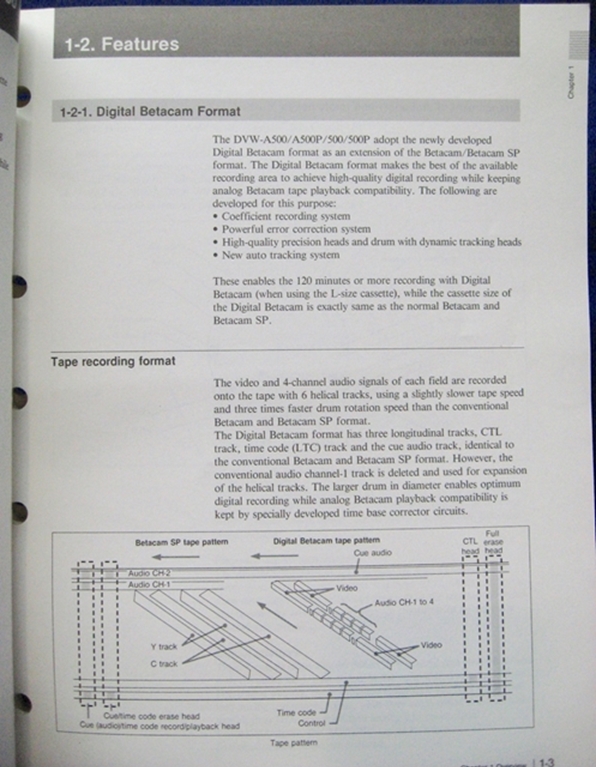 Picture of Sony DVW-A500/500/A500P/500P Operation Manual 1st Edition (Revised 1)