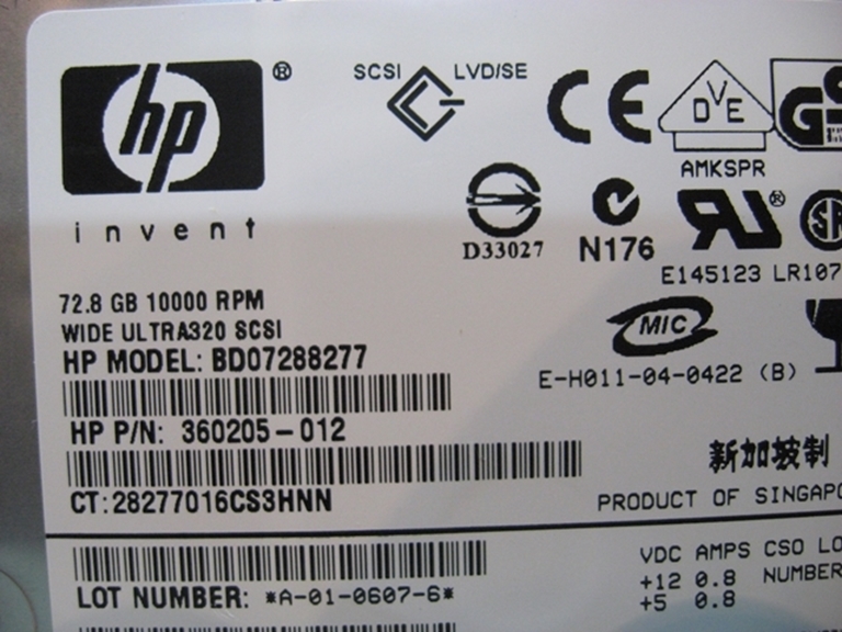 Picture of Hewlett Packard 10K, 73 Gig drives.