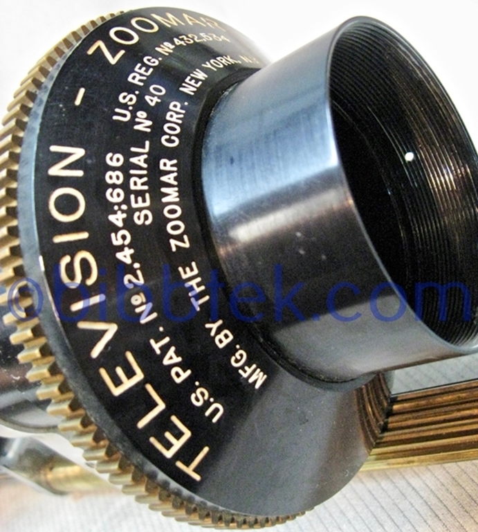 Picture of Zoomar Television Lens, by Dr. Frank Back, serial number 40.