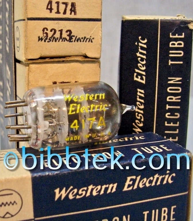 Picture of Western Electric 417A vacuum tubes, NOS.