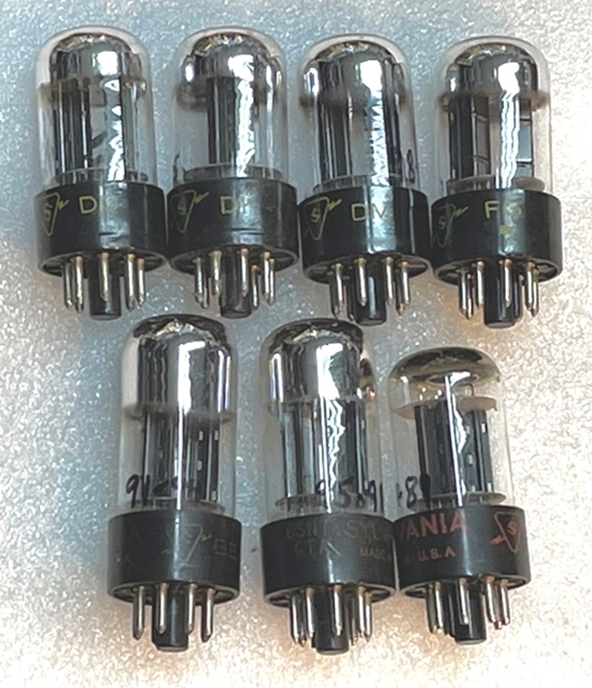 Picture of 6SN7 Tubes, Silver top Sylvania, tested. LOT of 7 Tubes. SOLD OUT.