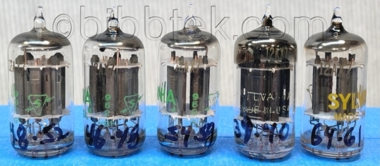 Picture of SYLVANIA 12AX7 vacuum tubes (5), used, tested. SOLD.