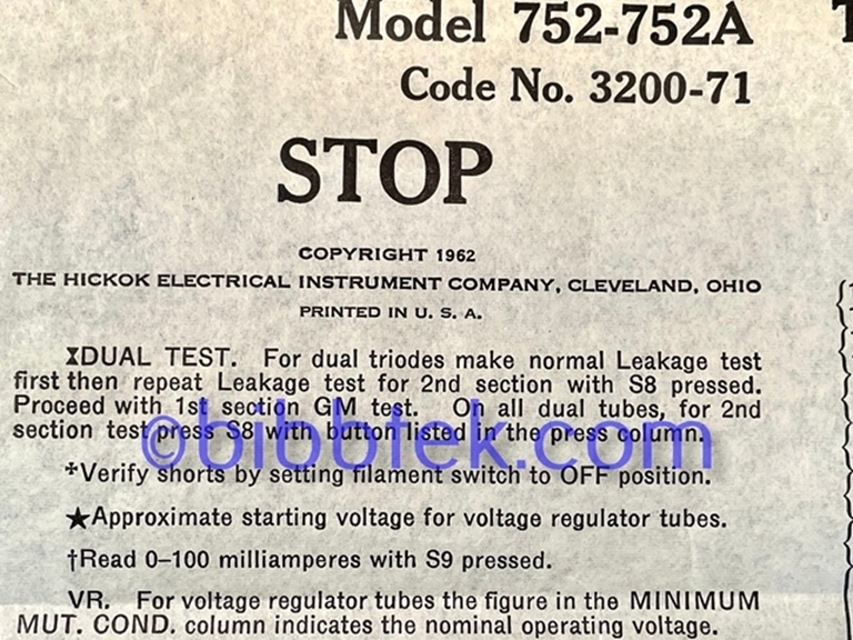 Picture of HIckok Roll Chart models 752-752A