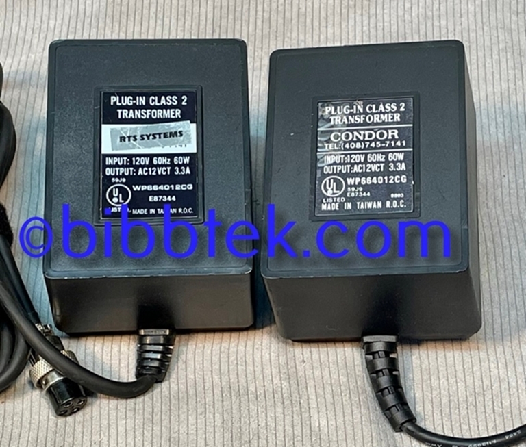 Picture of RTS Systems Power Supplies, 12 Volt AC, 3.3 Amps. PN WP664012CG.