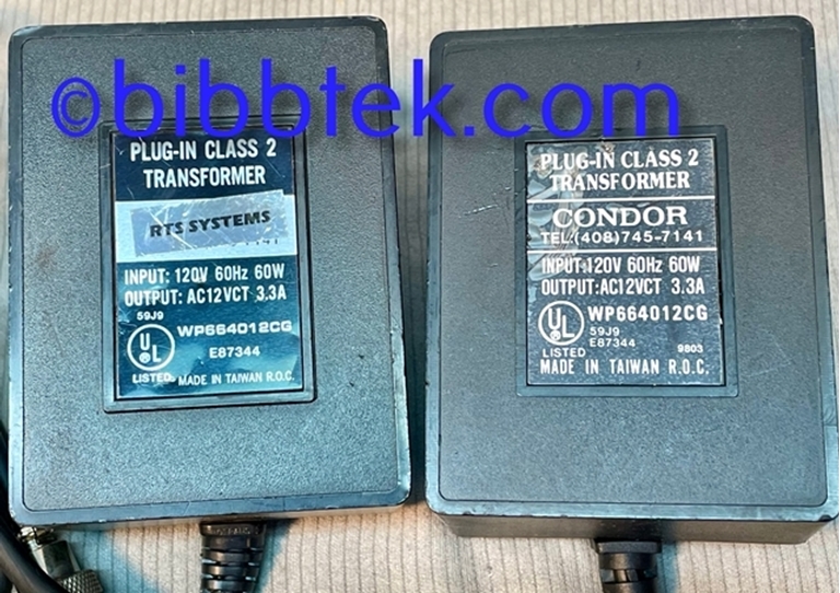 Picture of RTS Systems Power Supplies, 12 Volt AC, 3.3 Amps. PN WP664012CG.