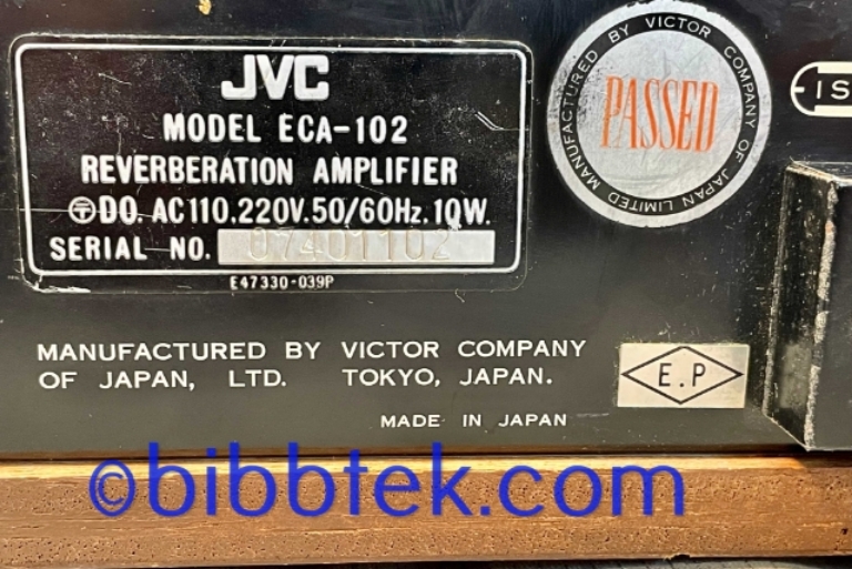 Picture of JVC ECA 102 Reverb unit, "Radar Screen reverberation amplifier".