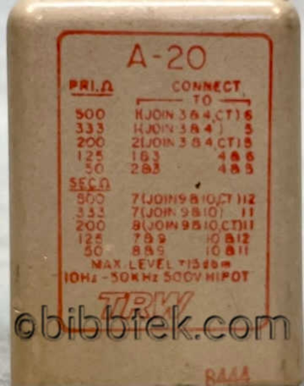 Picture of UTC TRW A-20 Input Transformers.